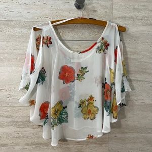 White Blouse with flowers Size Small